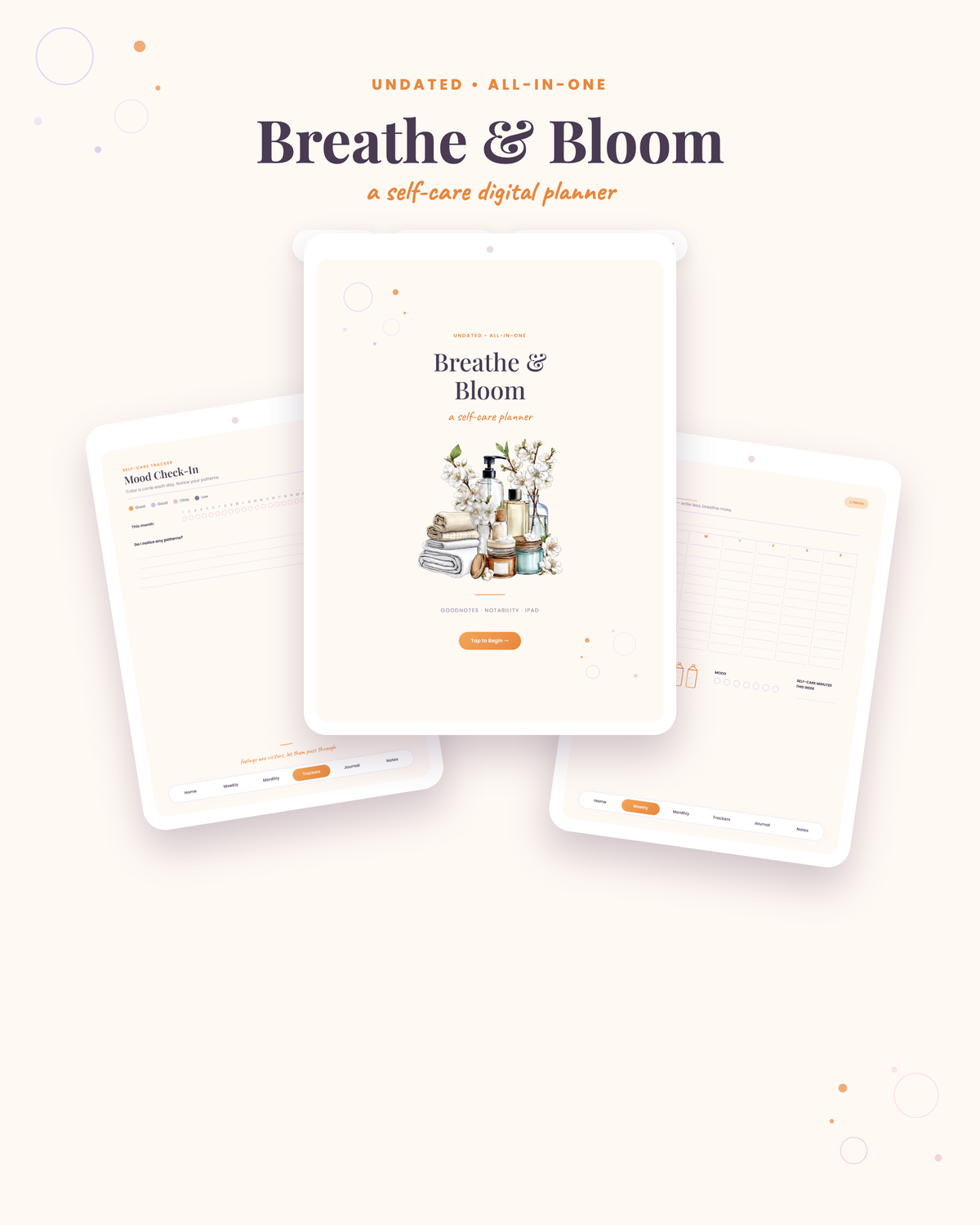 BREATHE & BLOOM Self-Care Digital Planner