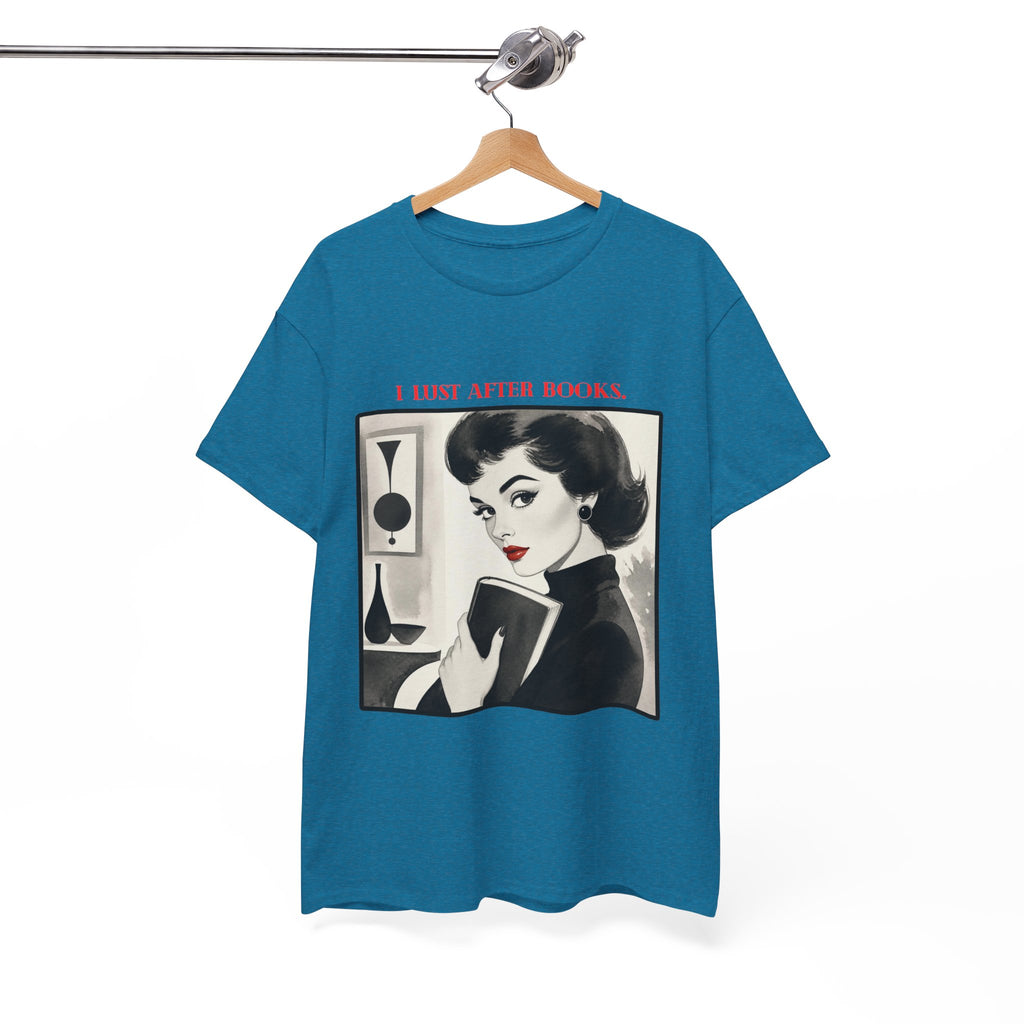 Book Lover T-Shirt — “I Lust After Books” Retro Vintage Graphic Tee