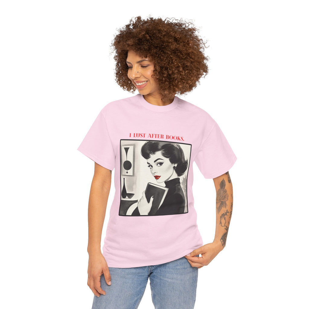 Book Lover T-Shirt — “I Lust After Books” Retro Vintage Graphic Tee