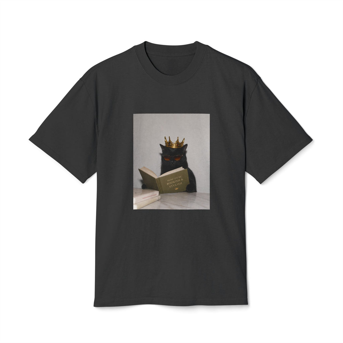 Crowned Cat Reading Tee | Book Lover Cat Meme