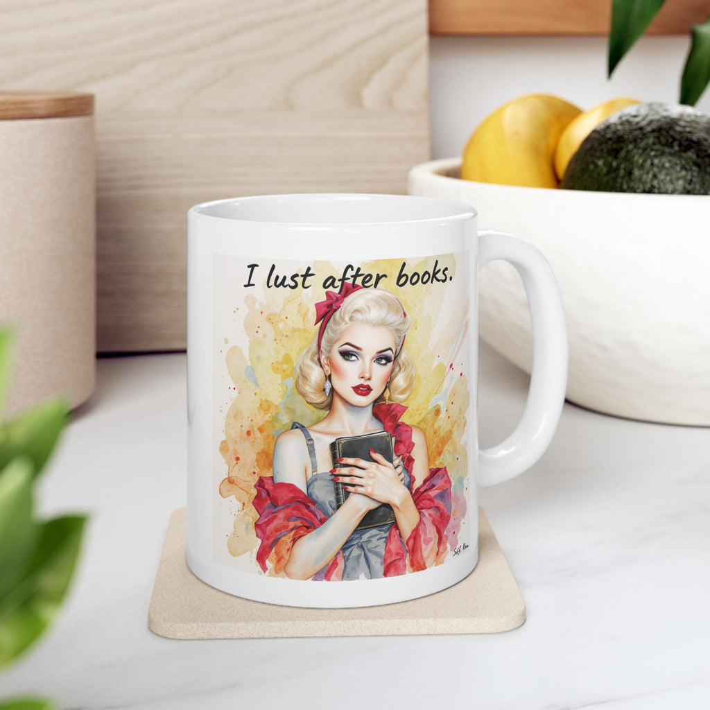 I lust after books | Watercolour Illustration Ceramic Mug