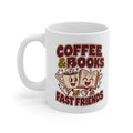 Coffee Mug — “Coffee & Books: Fast Friends” Cute Retro Ceramic Booklover Gift (11oz/15oz)