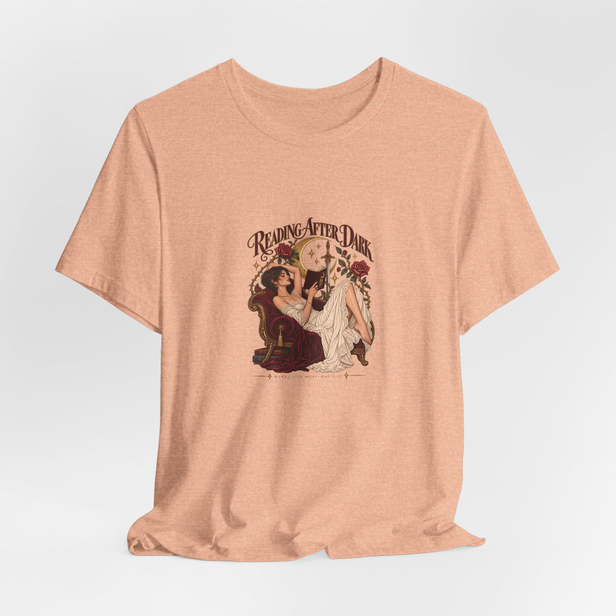 Reading After Dark, Magic T-Shirt — Bookish Art Tee Pixie Hair