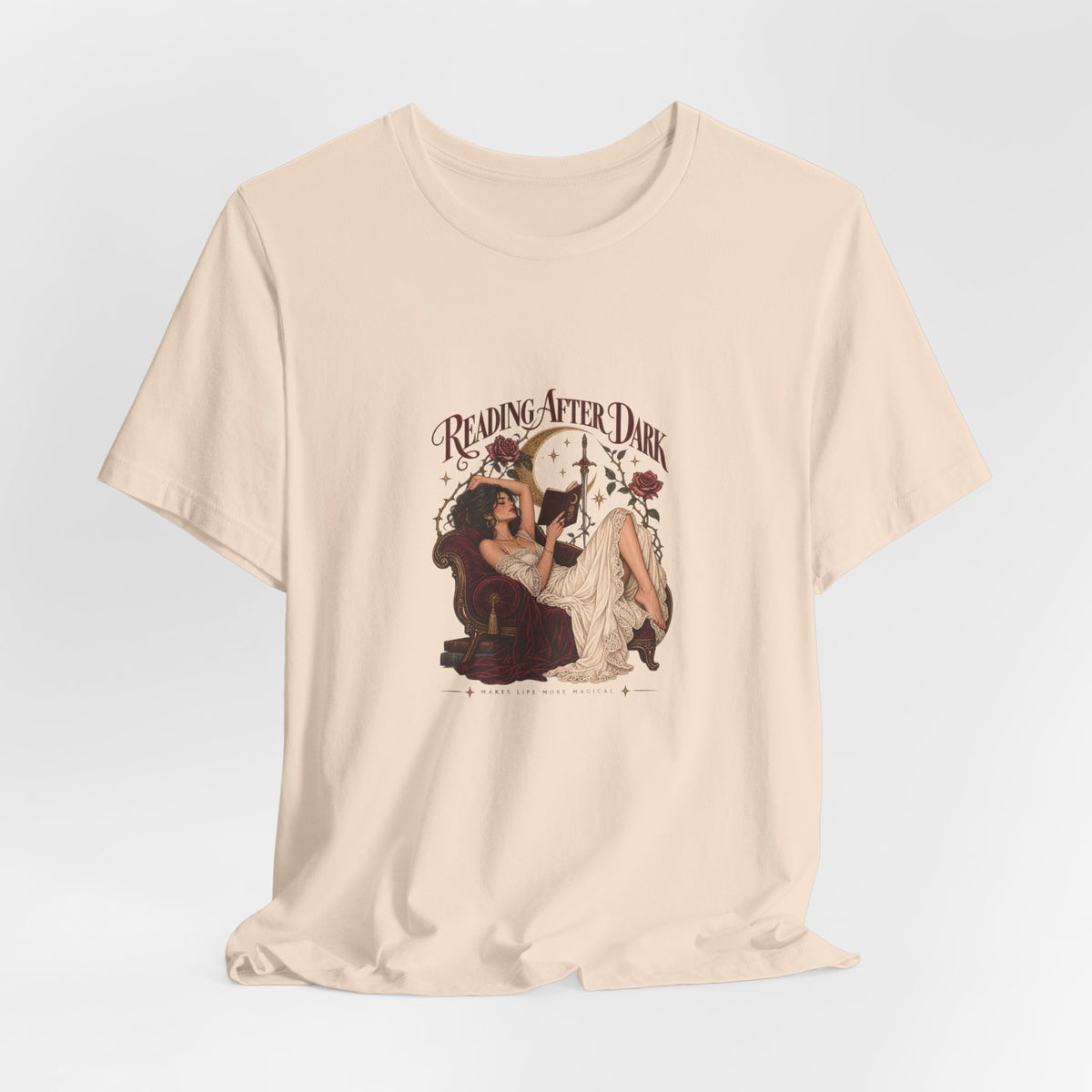 Reading After Dark Tee — Vintage Moonlit Magic Booklover Graphic T-Shirt