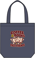 Retro Denim Tote — "Coffee & Books: Fast Friends" Booklover Canvas Bag