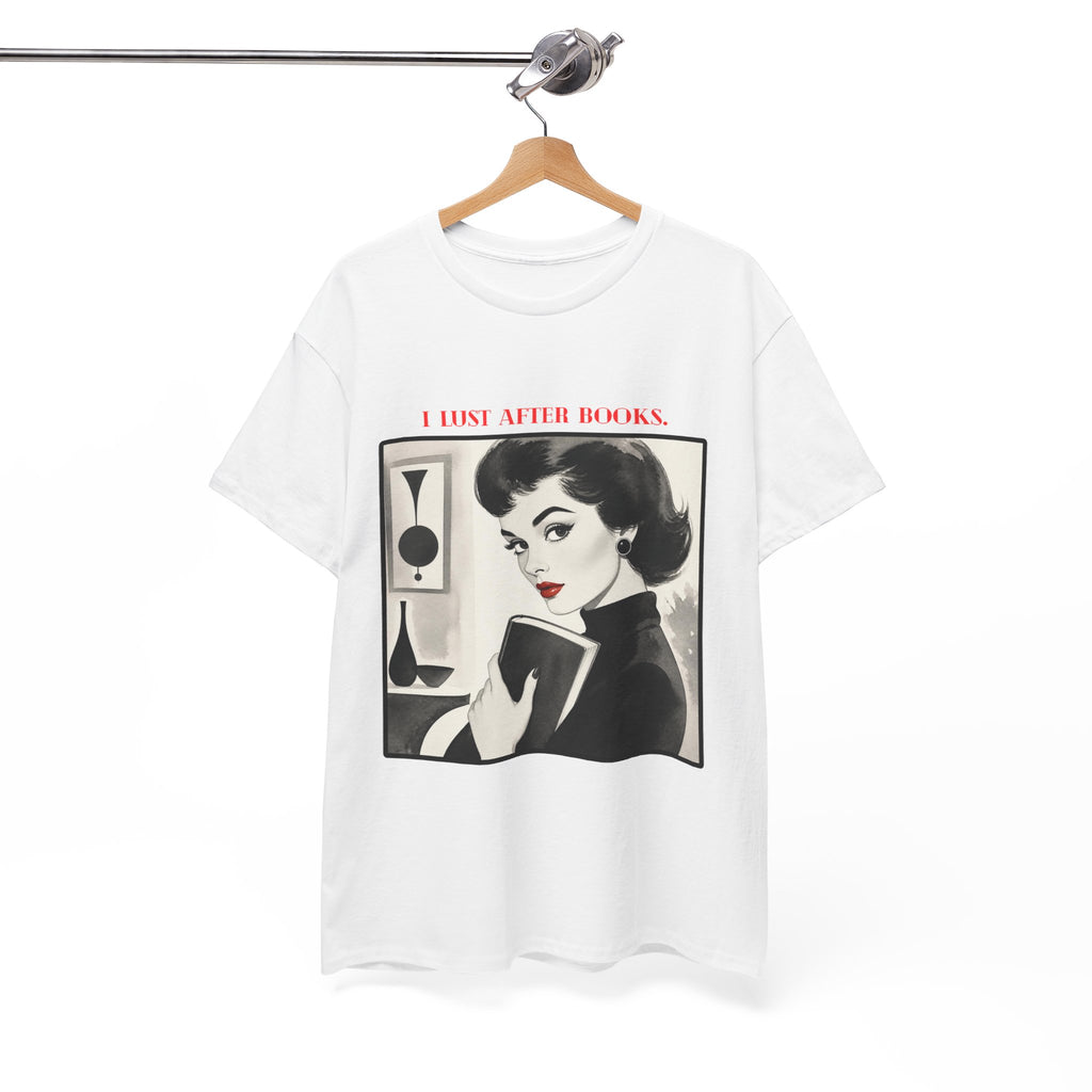 Book Lover T-Shirt — “I Lust After Books” Retro Vintage Graphic Tee