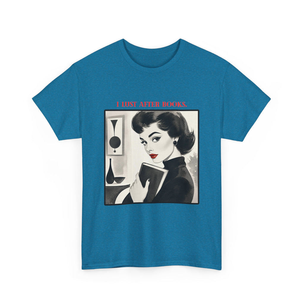Book Lover T-Shirt — “I Lust After Books” Retro Vintage Graphic Tee