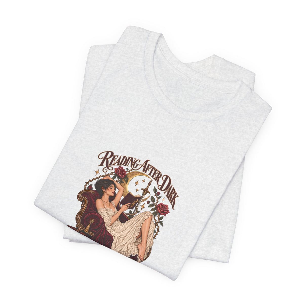 Reading After Dark, Magic T-Shirt — Bookish Art Tee Pixie Hair