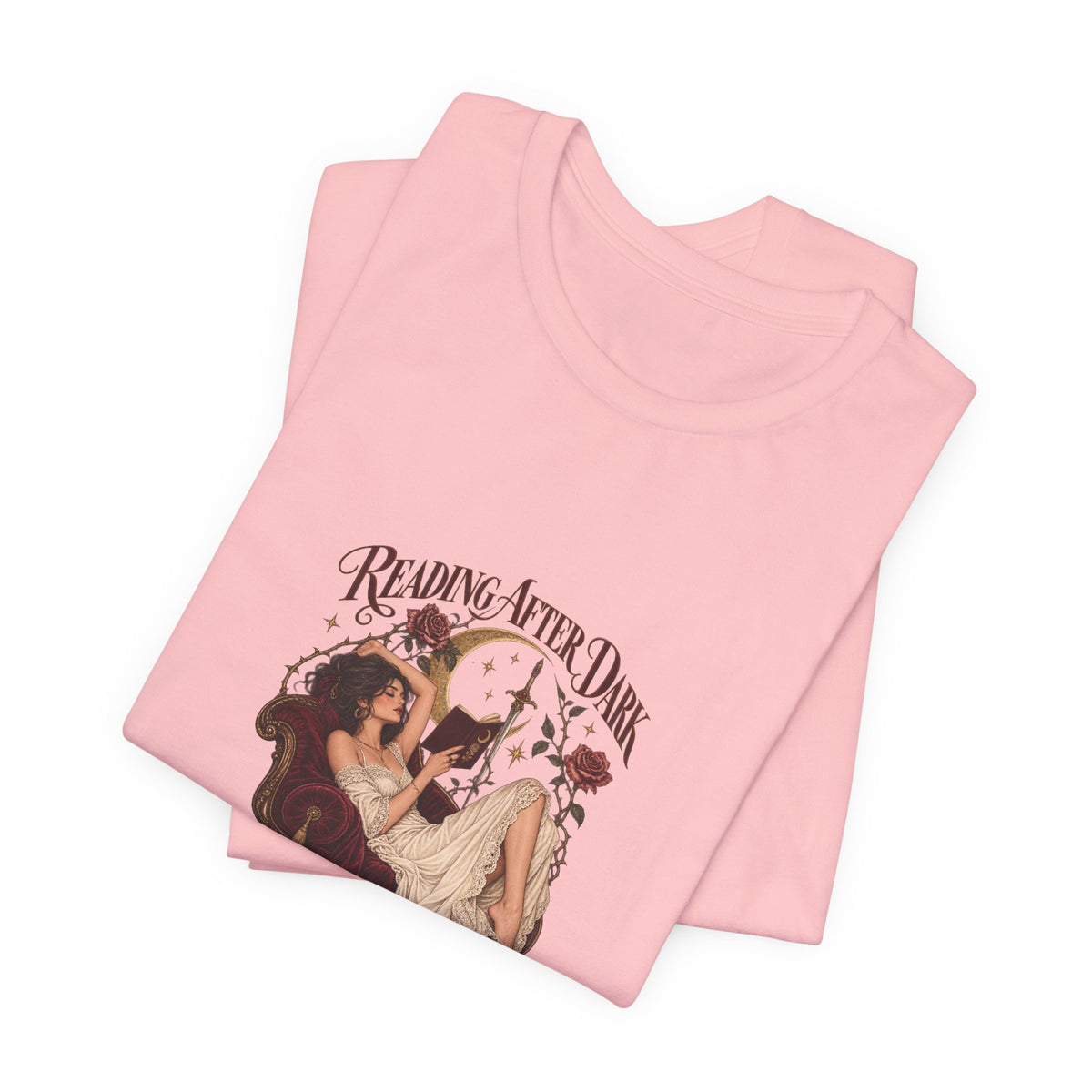 Reading After Dark Tee — Vintage Moonlit Magic Booklover Graphic T-Shirt