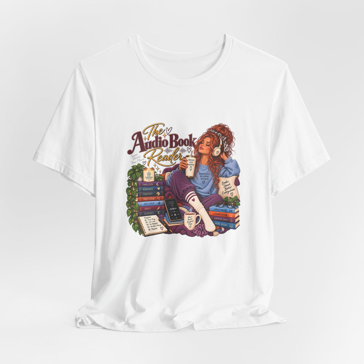 The Audiobook Reader Tee | Booklover and Audiobooks Fan, Graphic Tshirt