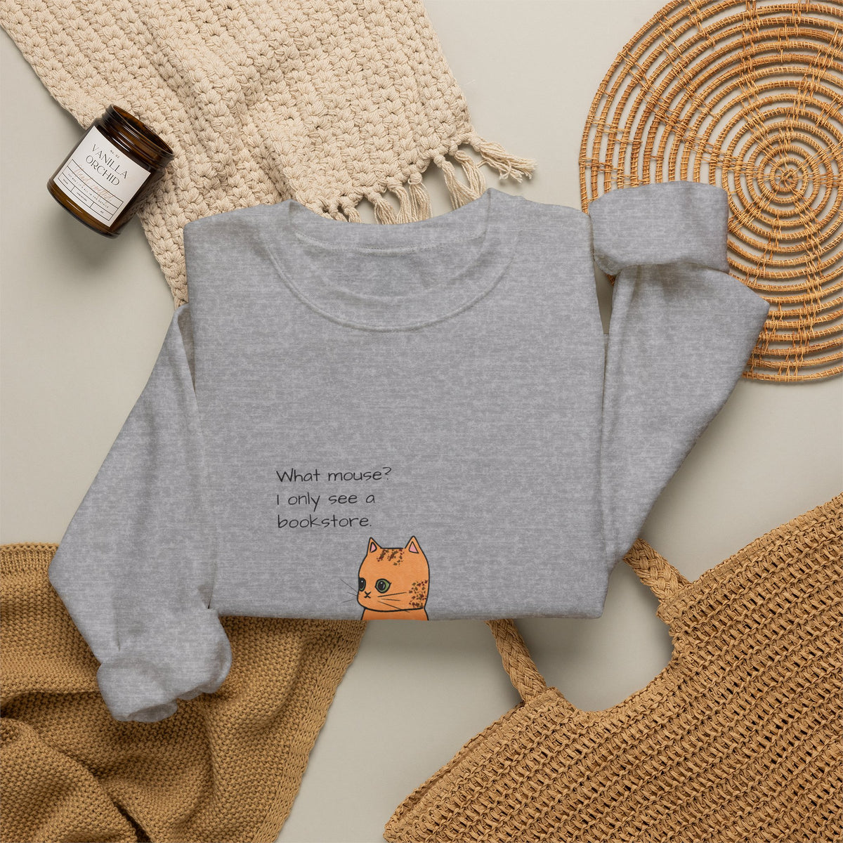 "What mouse? I only see a bookstore" Cute Cat, Book Sweatshirt