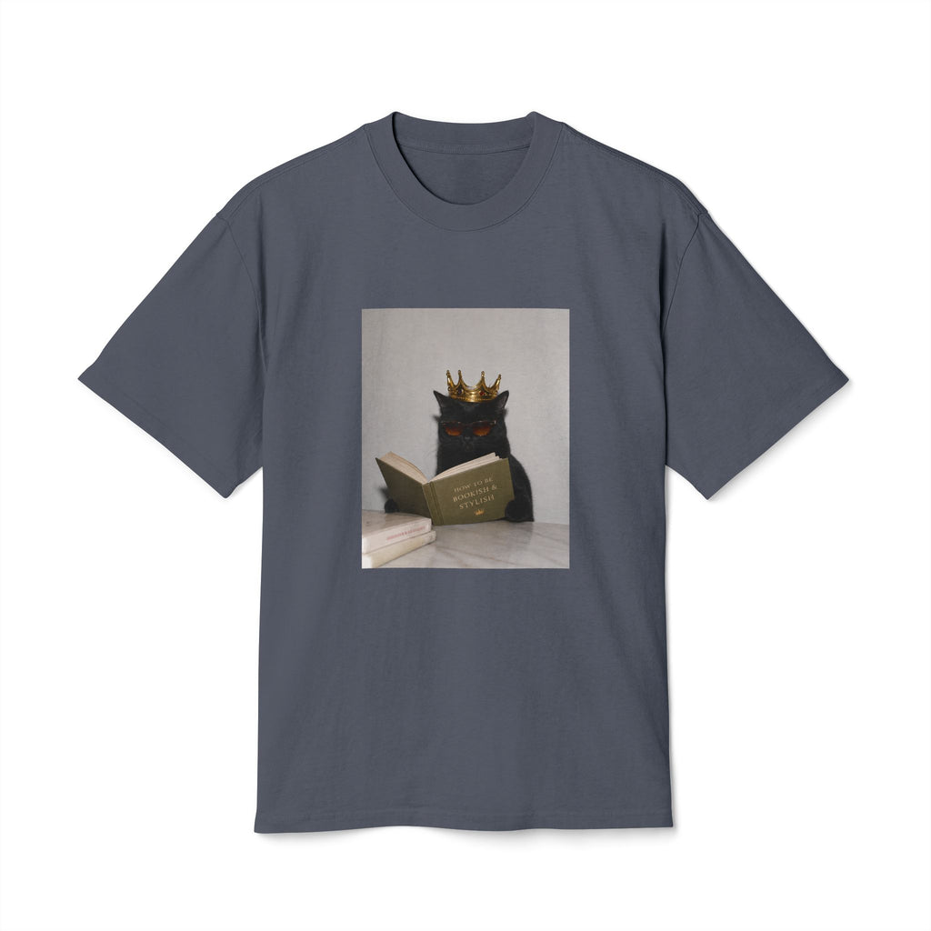 Crowned Cat Reading Tee | Book Lover Cat Meme