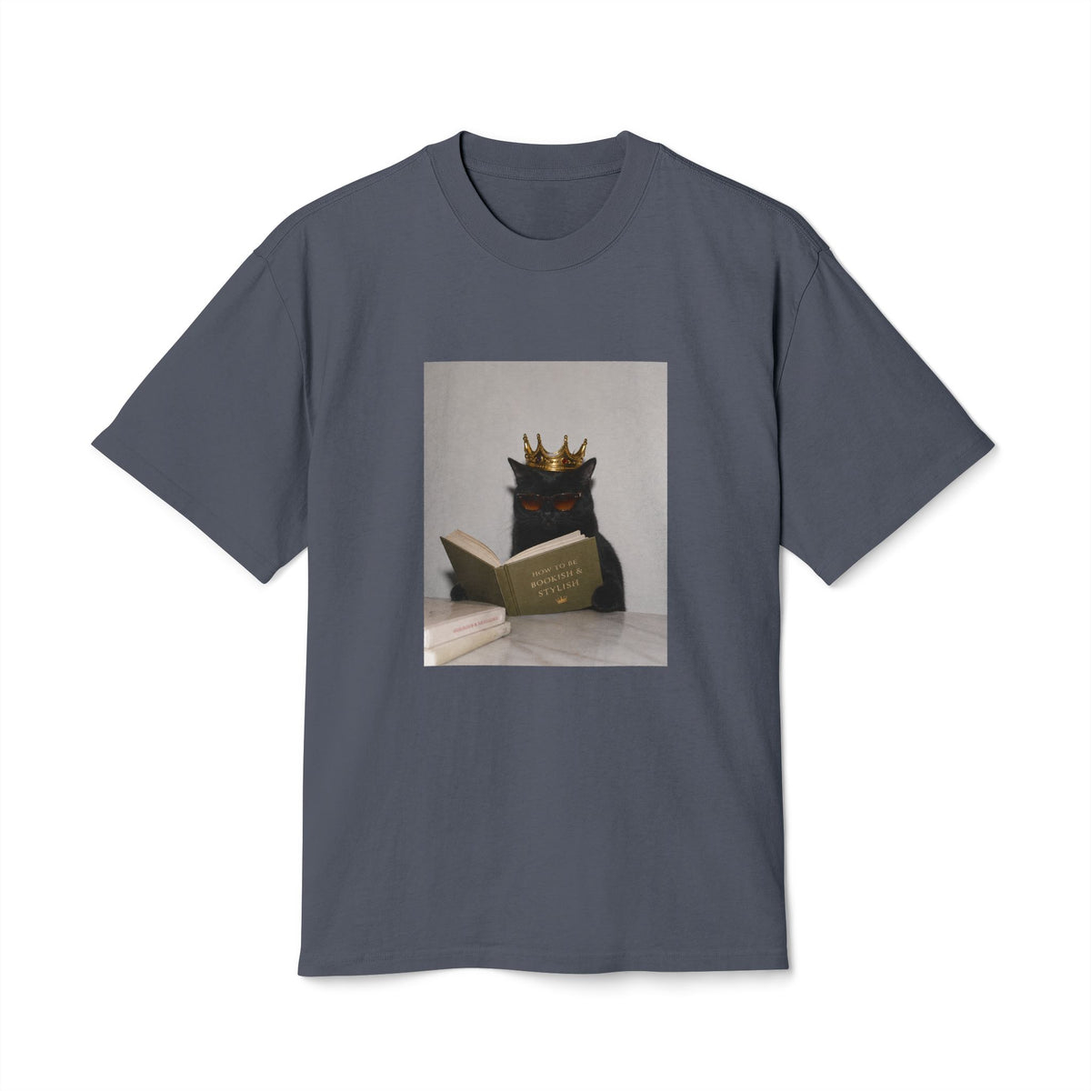 Crowned Cat Reading Tee | Book Lover Cat Meme