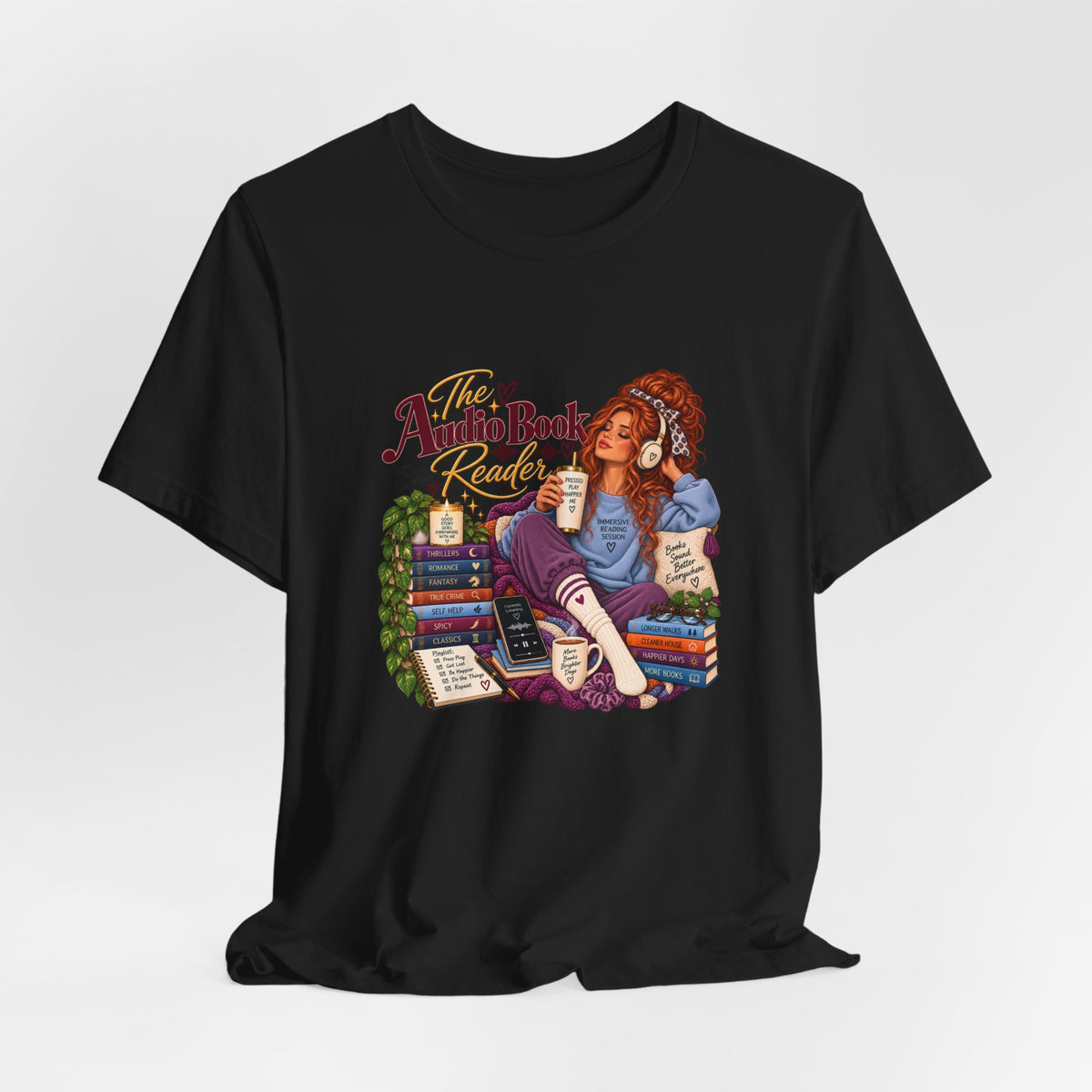 The Audiobook Reader Tee | Booklover and Audiobooks Fan, Graphic Tshirt