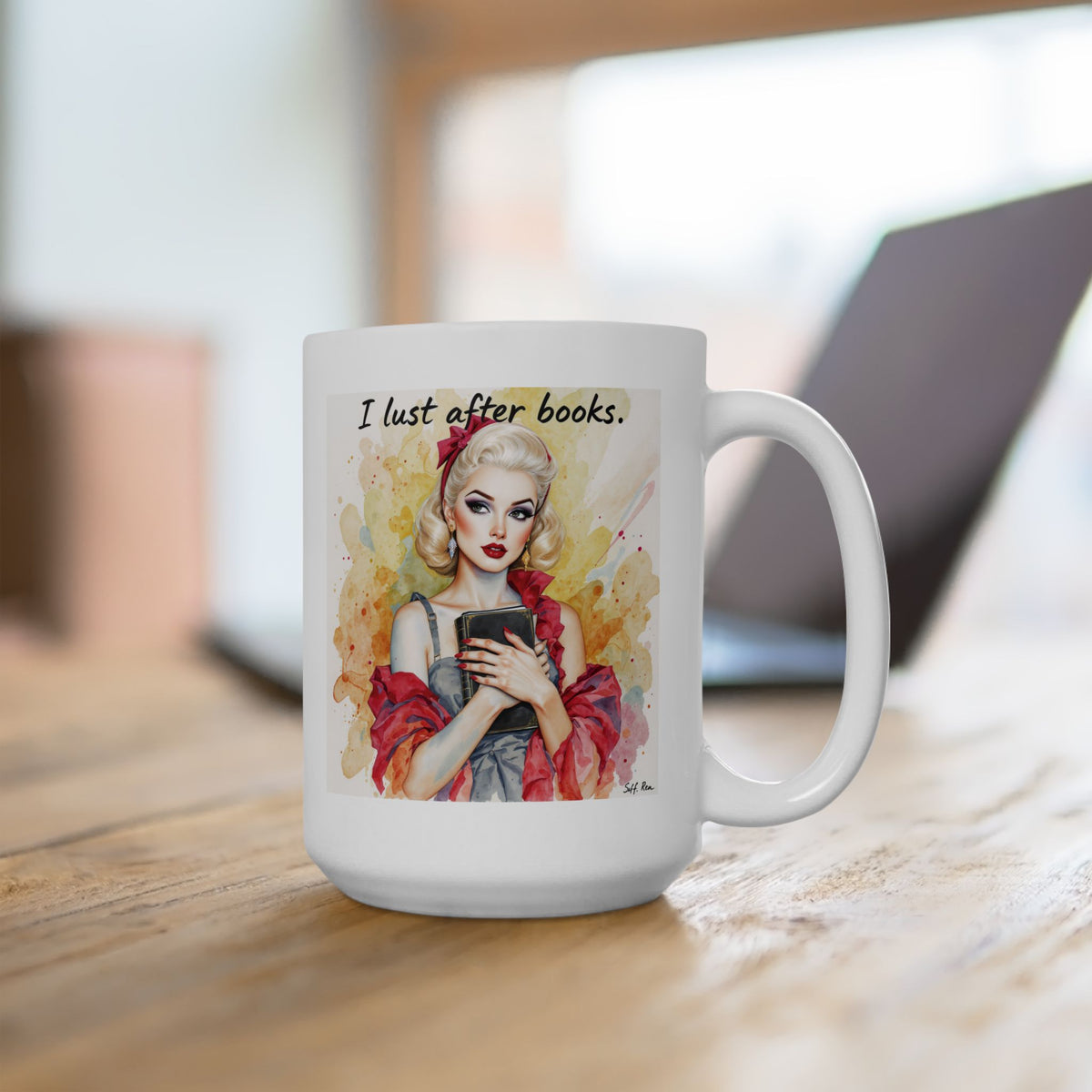 I lust after books | Watercolour Illustration Ceramic Mug