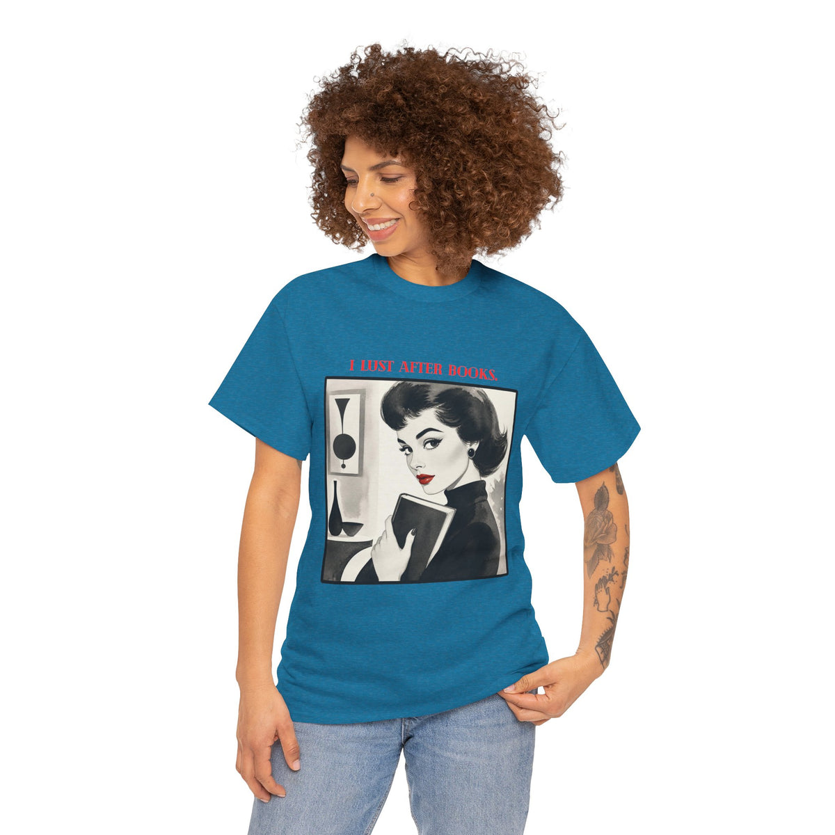Book Lover T-Shirt — “I Lust After Books” Retro Vintage Graphic Tee