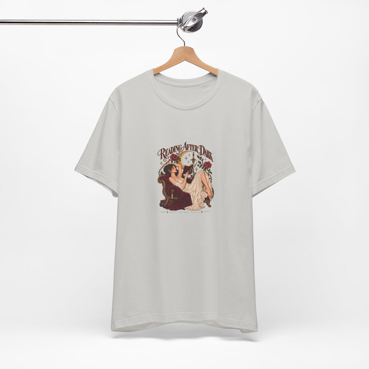 Reading After Dark, Magic T-Shirt — Bookish Art Tee Pixie Hair