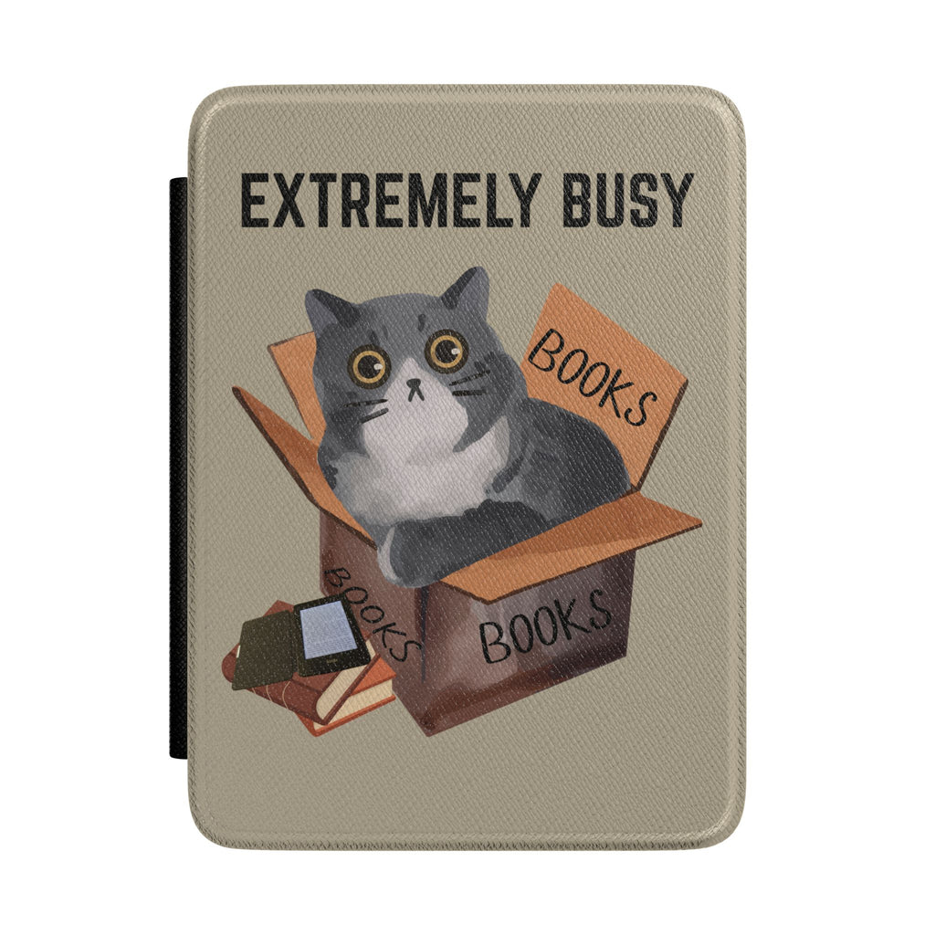 Extremely Busy Cat in Books Kindle Case | Book Lover E-Reader Cover