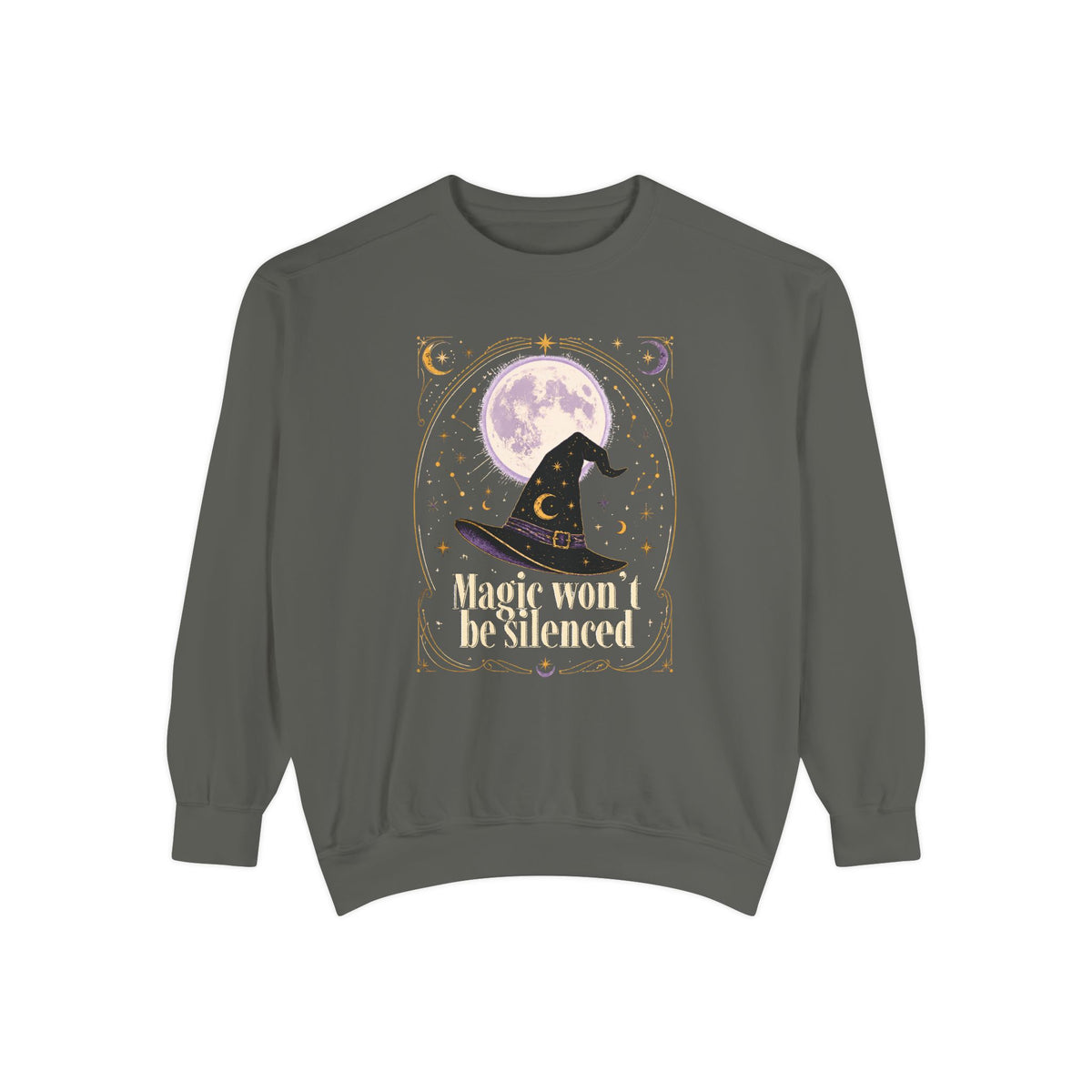 Magic Won't Be Silenced Sweatshirt | Witch Hat Moon Illustration