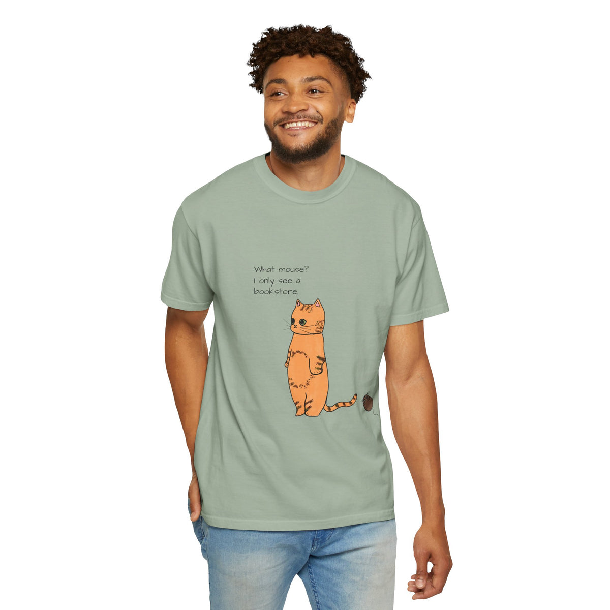 "What mouse? I only see a bookstore" Cute Cat, Book Tee