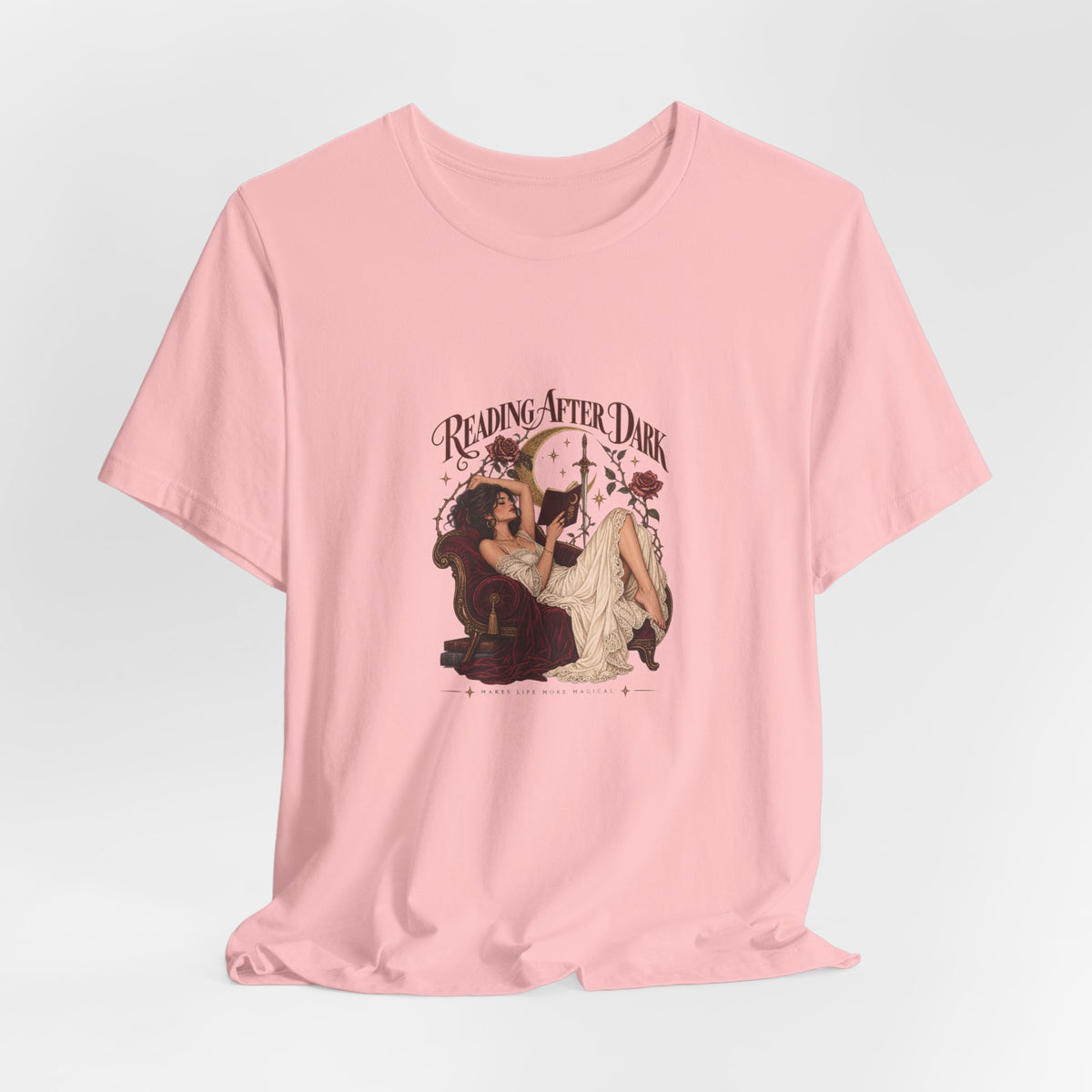 Reading After Dark Tee — Vintage Moonlit Magic Booklover Graphic T-Shirt