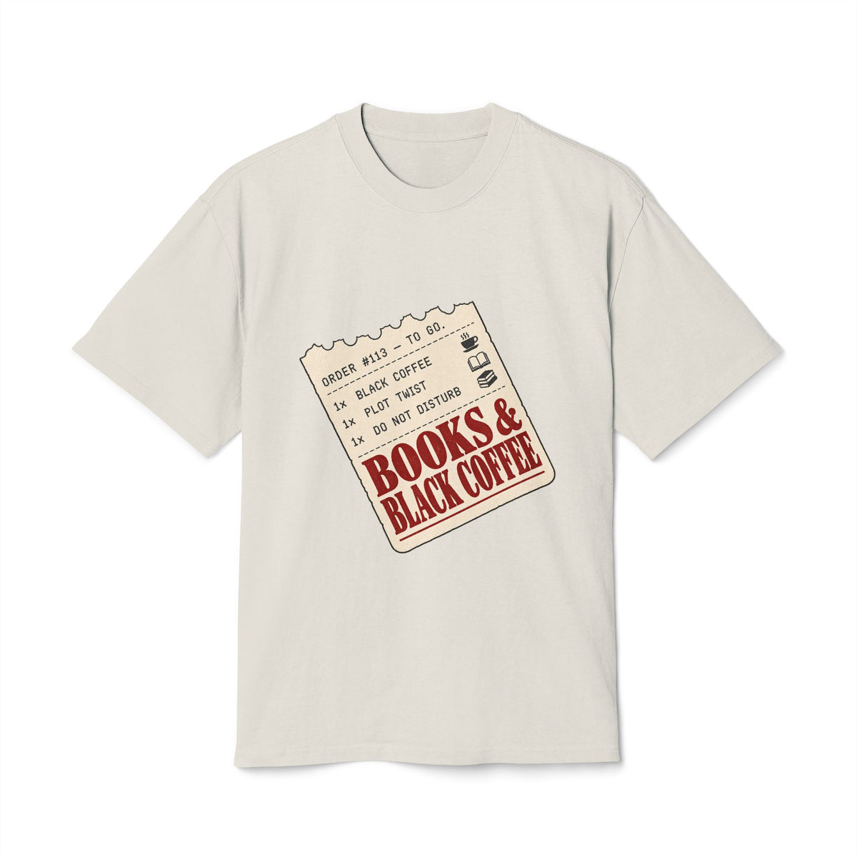 Books & Black Coffee Graphic Tee — Vintage Ticket Design for Book Lovers