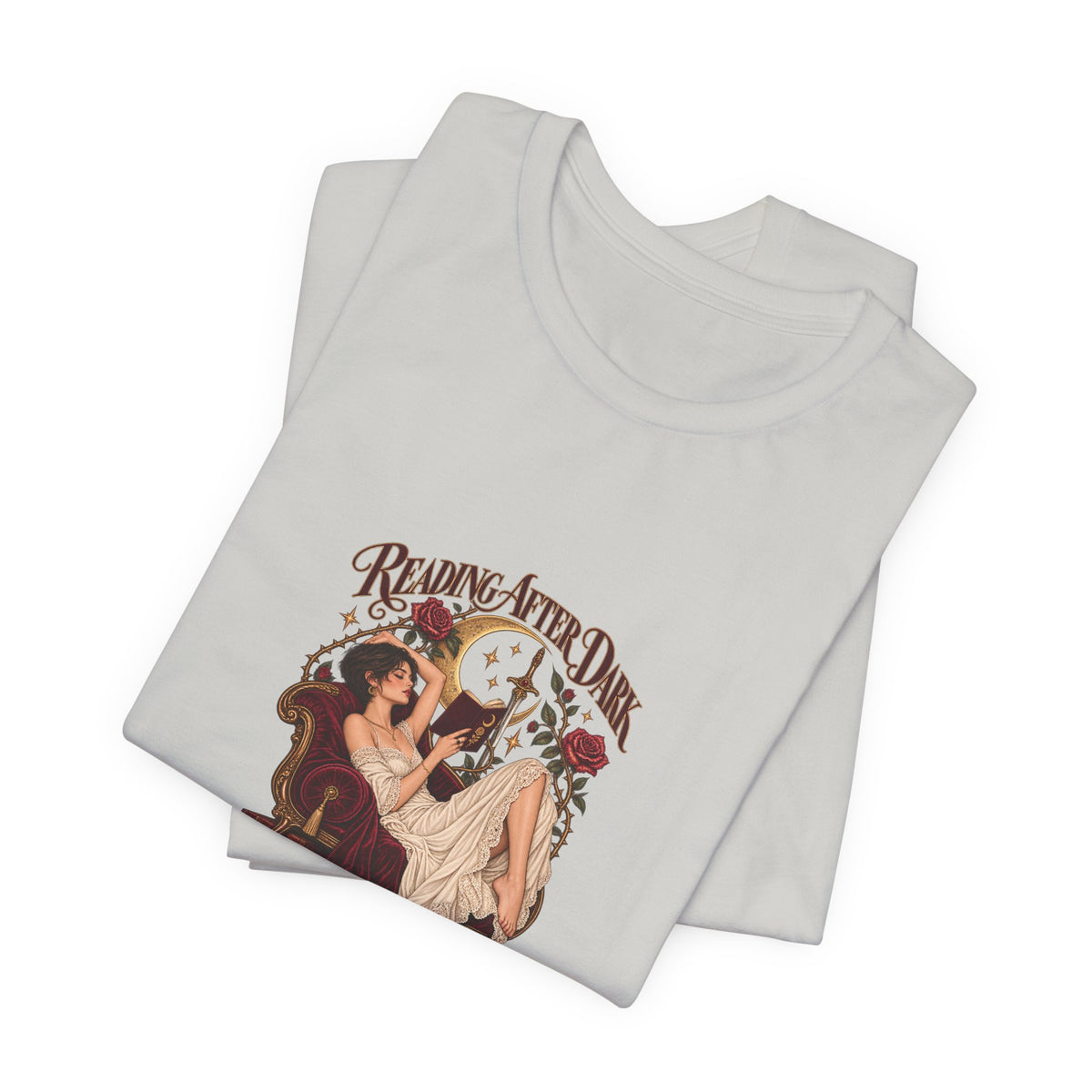 Reading After Dark, Magic T-Shirt — Bookish Art Tee Pixie Hair