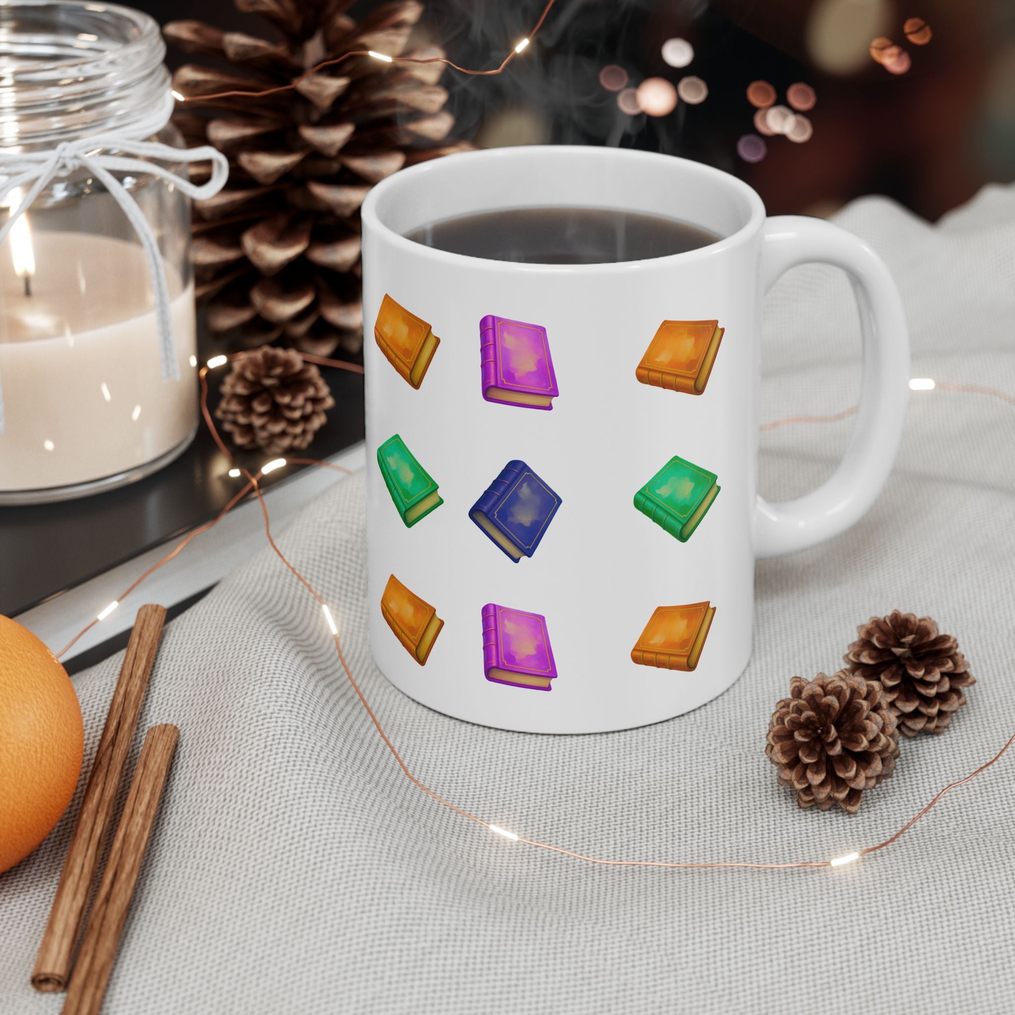 Colourful Book Pattern Mug | Books Ceramic Mug