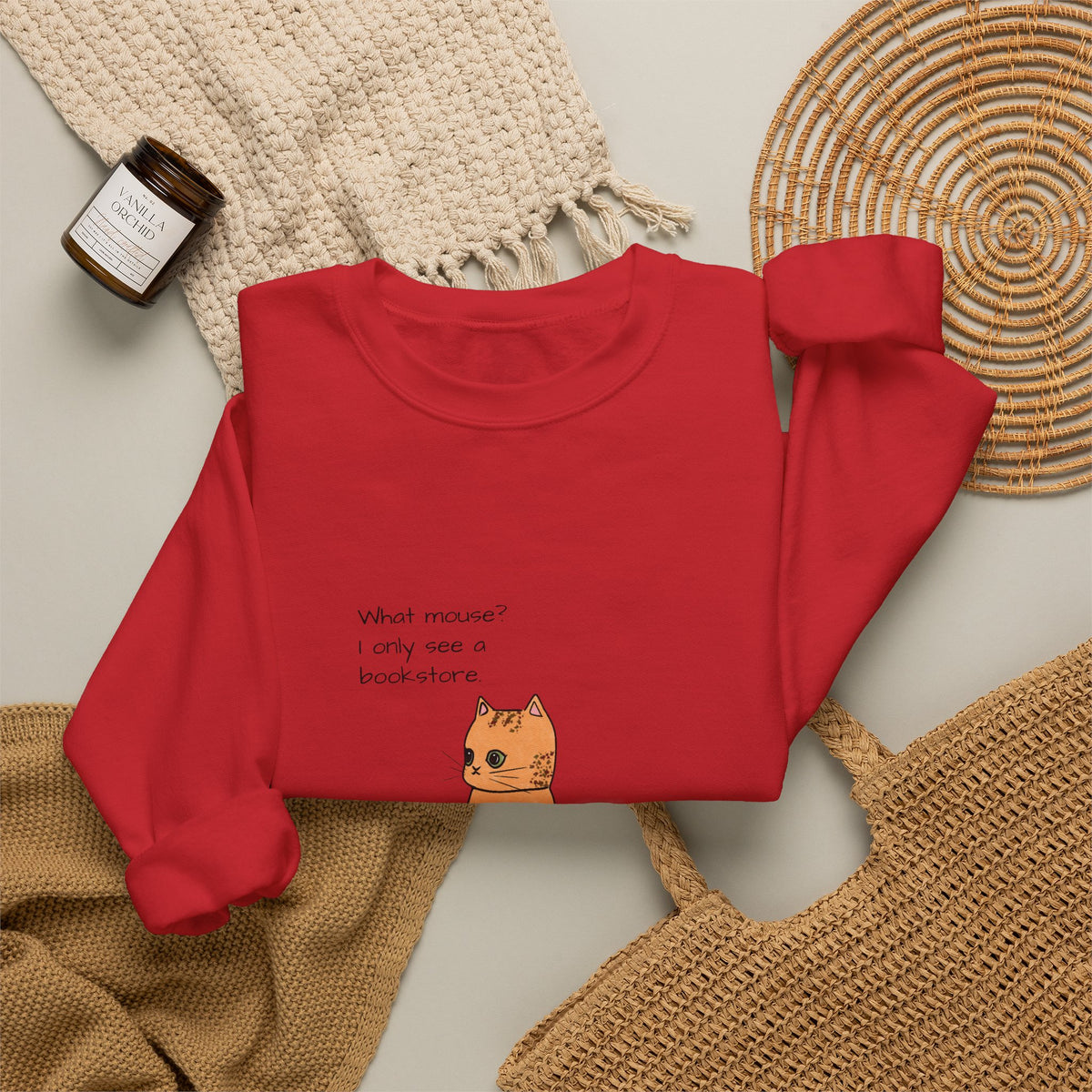 "What mouse? I only see a bookstore" Cute Cat, Book Sweatshirt
