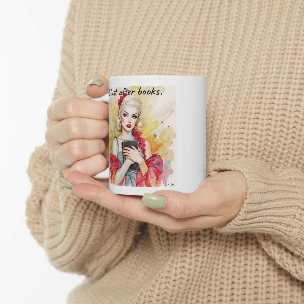 I lust after books | Watercolour Illustration Ceramic Mug