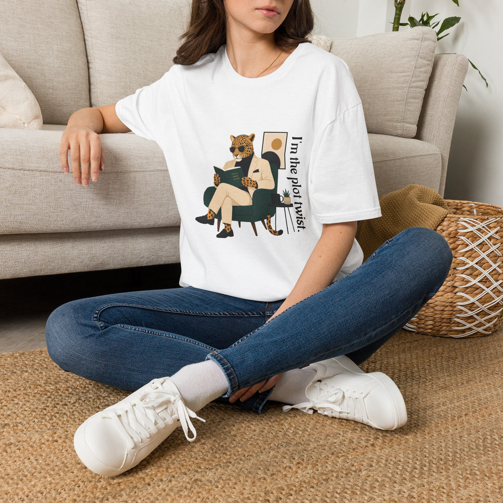 T-Shirt — "I’m the Plot Twist" Leopard Graphic Tee