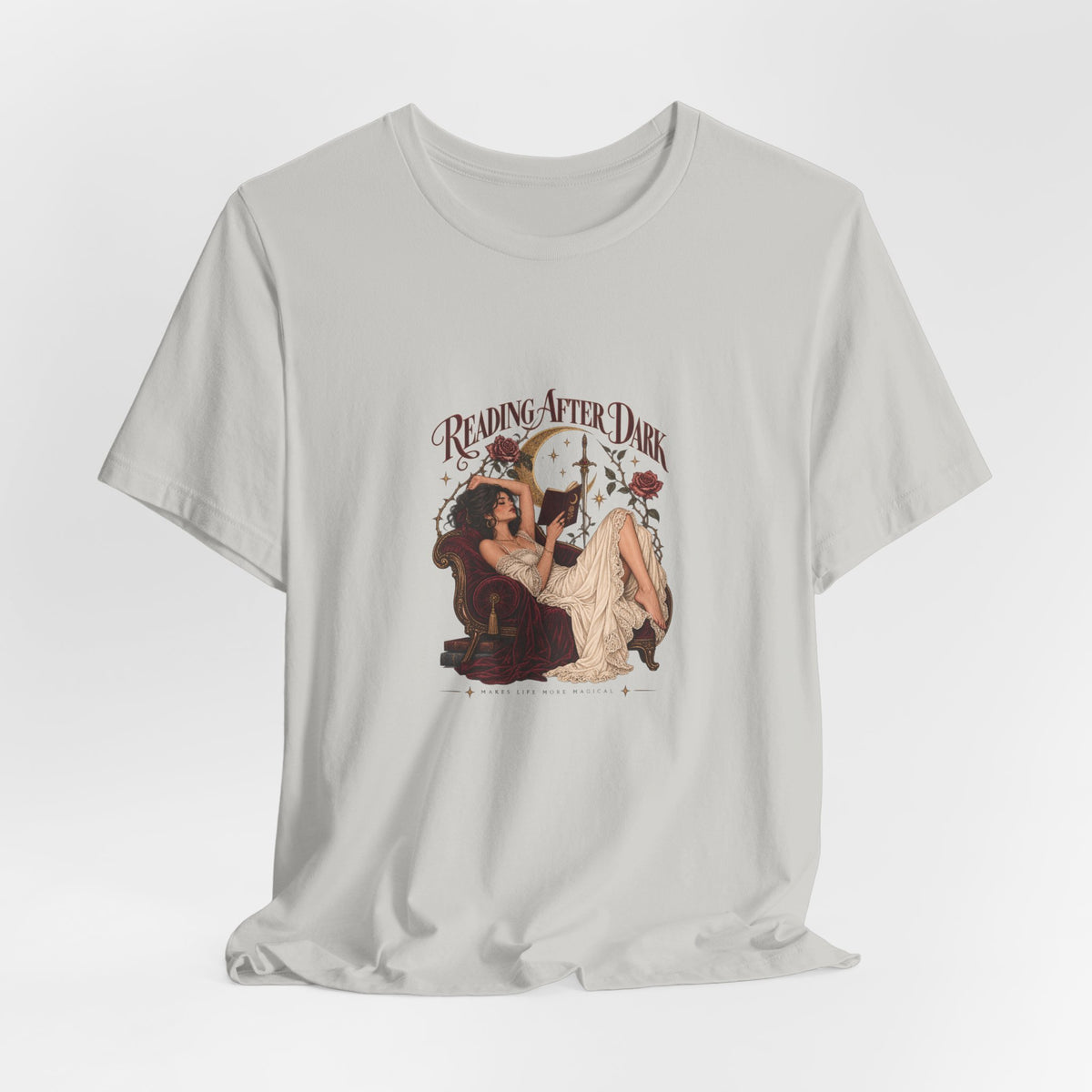 Reading After Dark Tee — Vintage Moonlit Magic Booklover Graphic T-Shirt