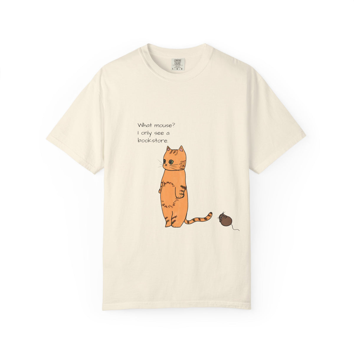 "What mouse? I only see a bookstore" Cute Cat, Book Tee