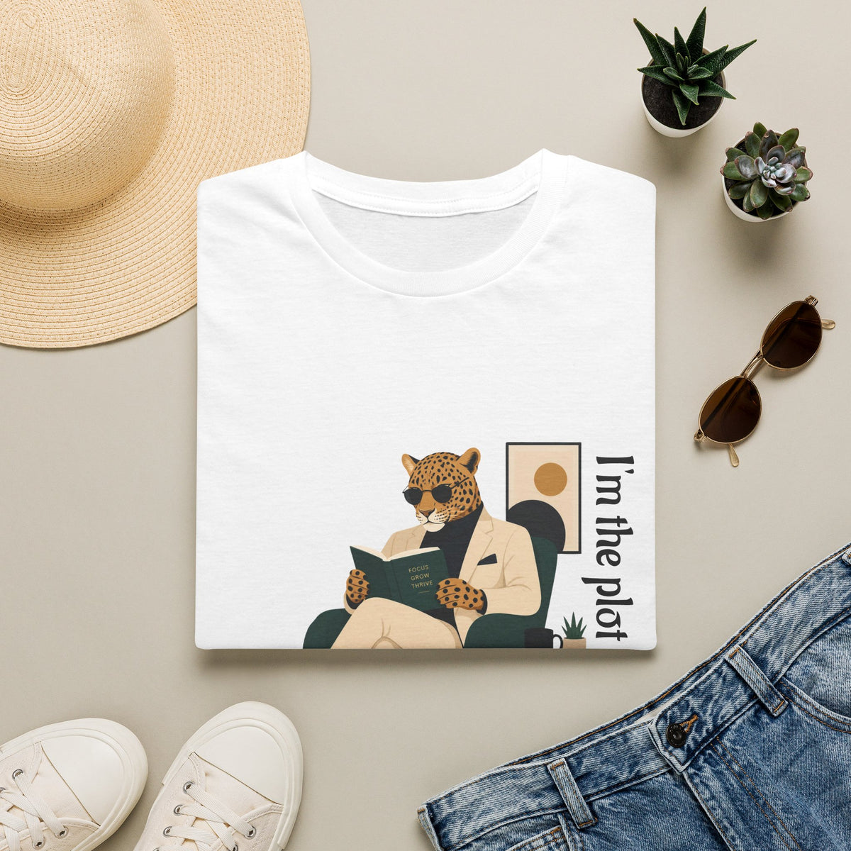 T-Shirt — "I’m the Plot Twist" Leopard Graphic Tee