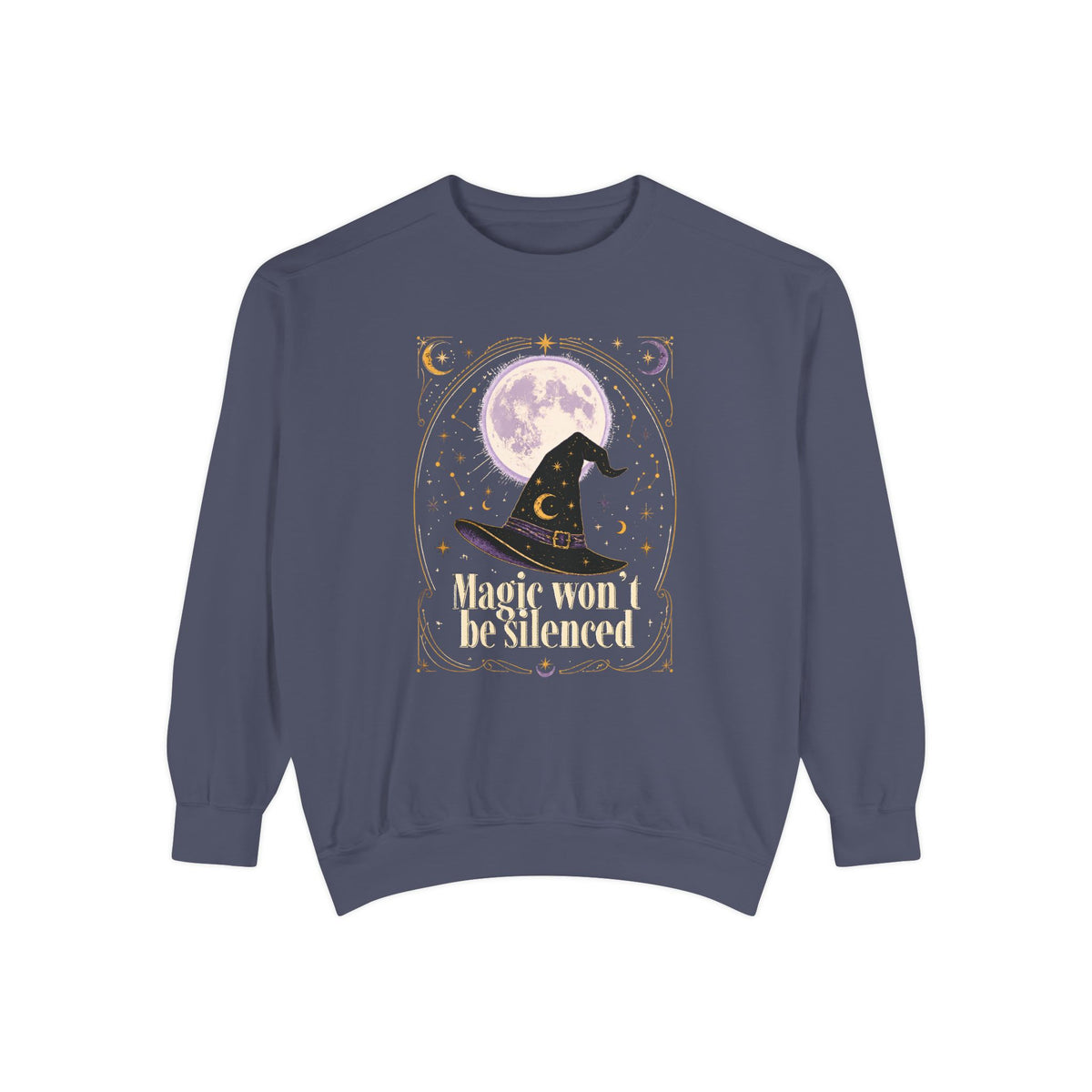 Magic Won't Be Silenced Sweatshirt | Witch Hat Moon Illustration