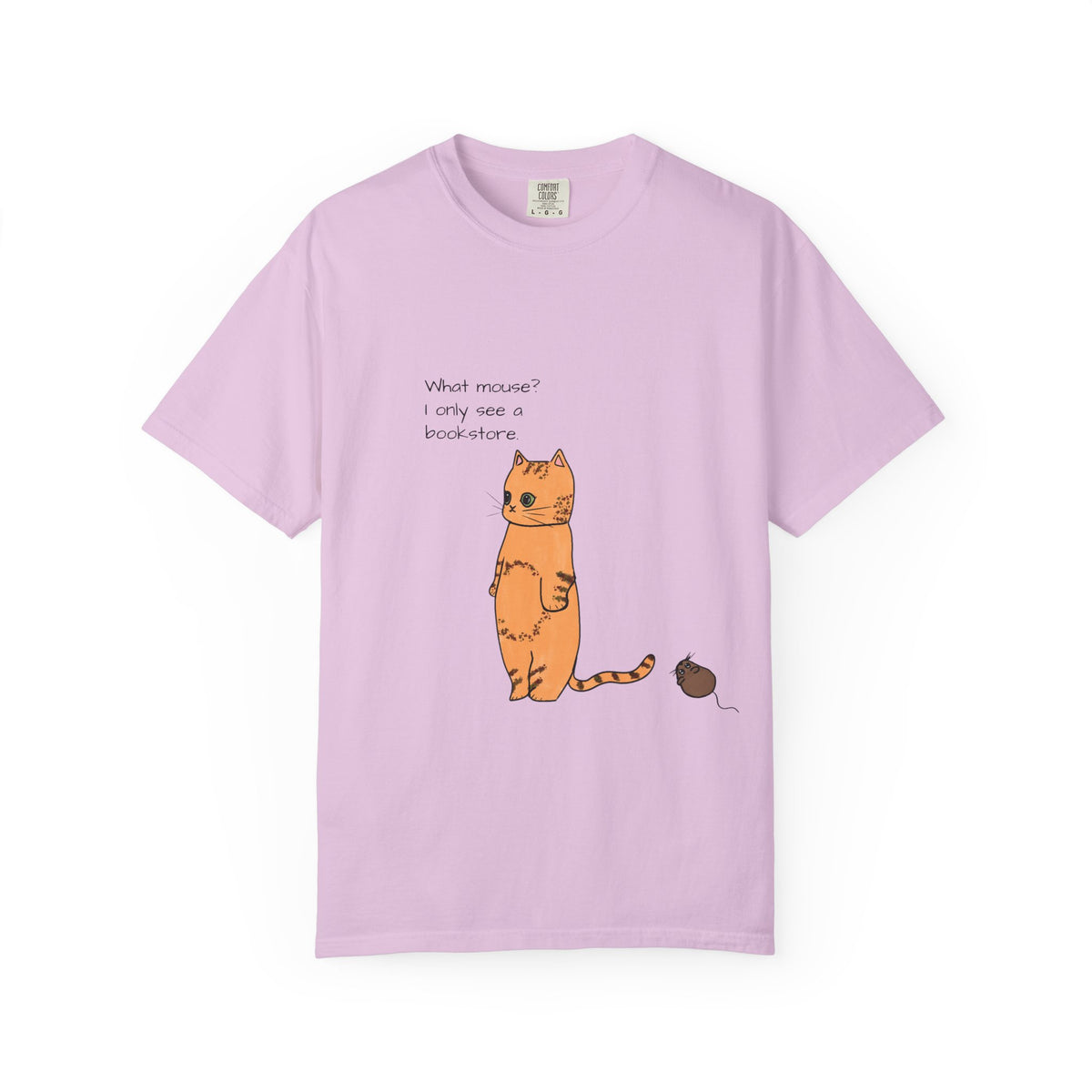 "What mouse? I only see a bookstore" Cute Cat, Book Tee
