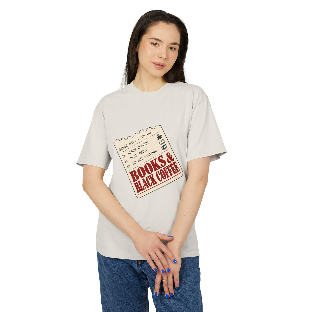 Books & Black Coffee Graphic Tee — Vintage Ticket Design for Book Lovers