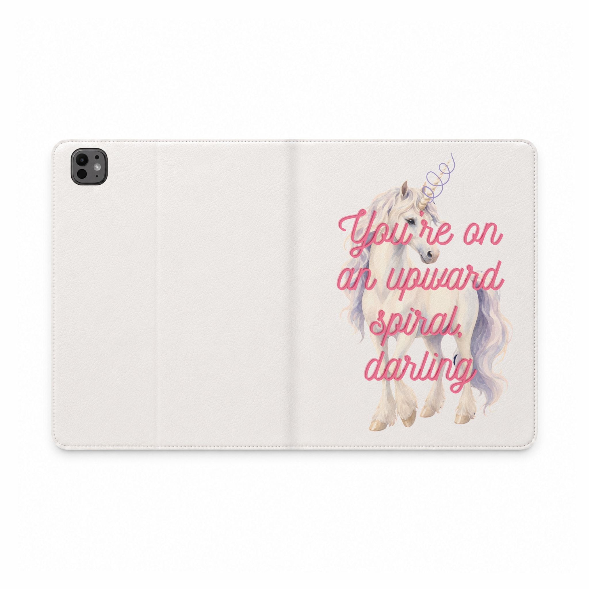 'You're on an Upward Spiral, Darling' Pastel Unicorn Protective Cover - Tablet Folio Case