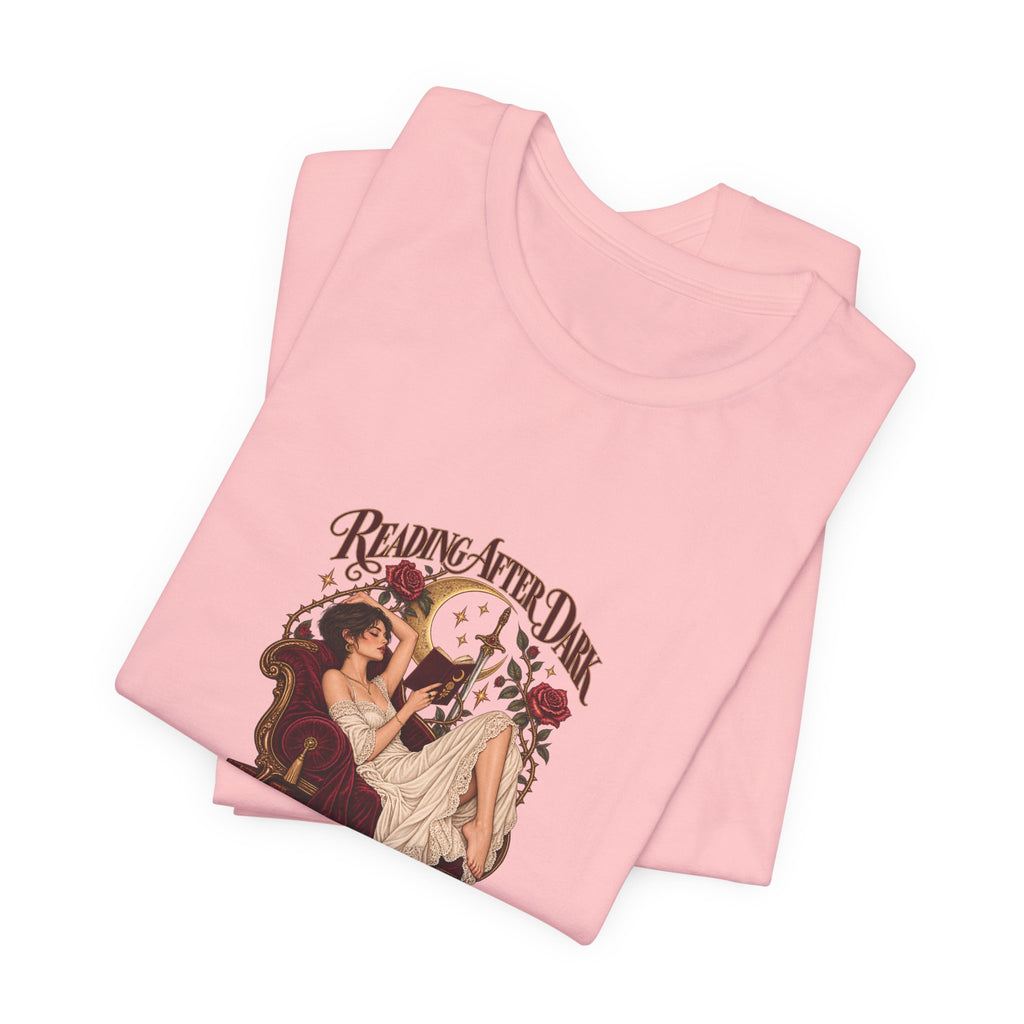 Reading After Dark, Magic T-Shirt — Bookish Art Tee Pixie Hair