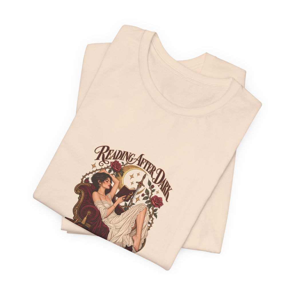 Reading After Dark, Magic T-Shirt — Bookish Art Tee Pixie Hair
