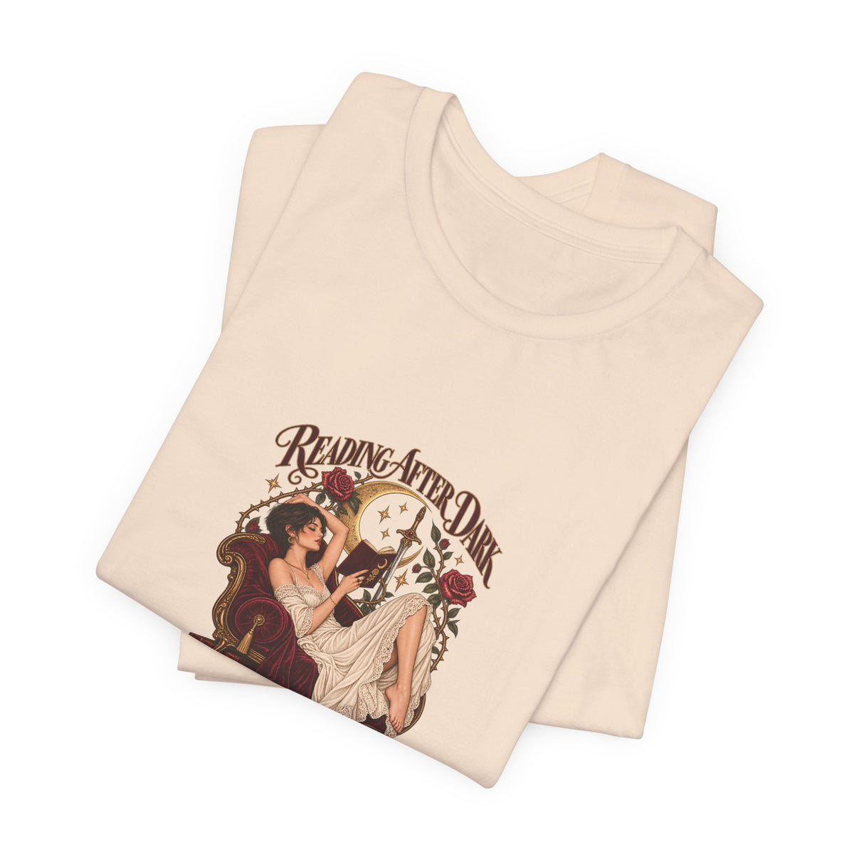 Reading After Dark, Magic T-Shirt — Bookish Art Tee Pixie Hair