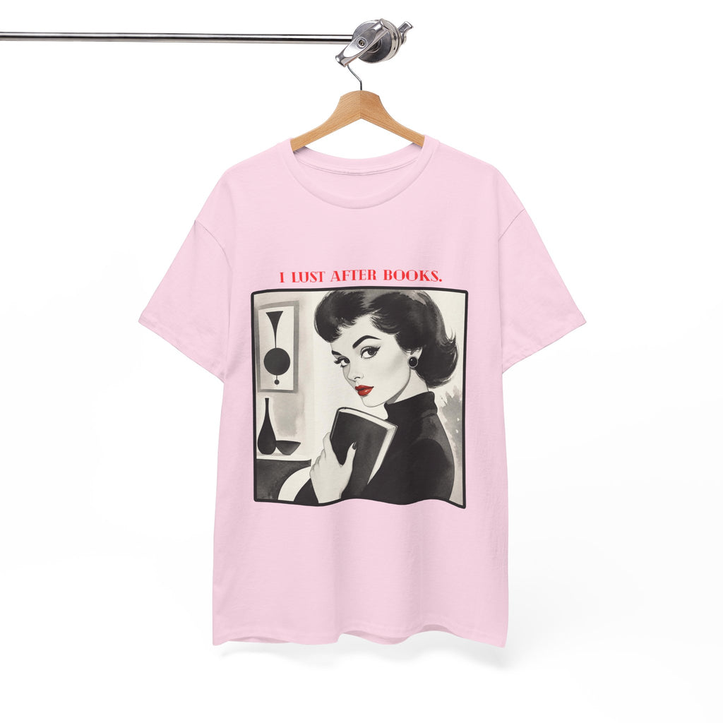 Book Lover T-Shirt — “I Lust After Books” Retro Vintage Graphic Tee