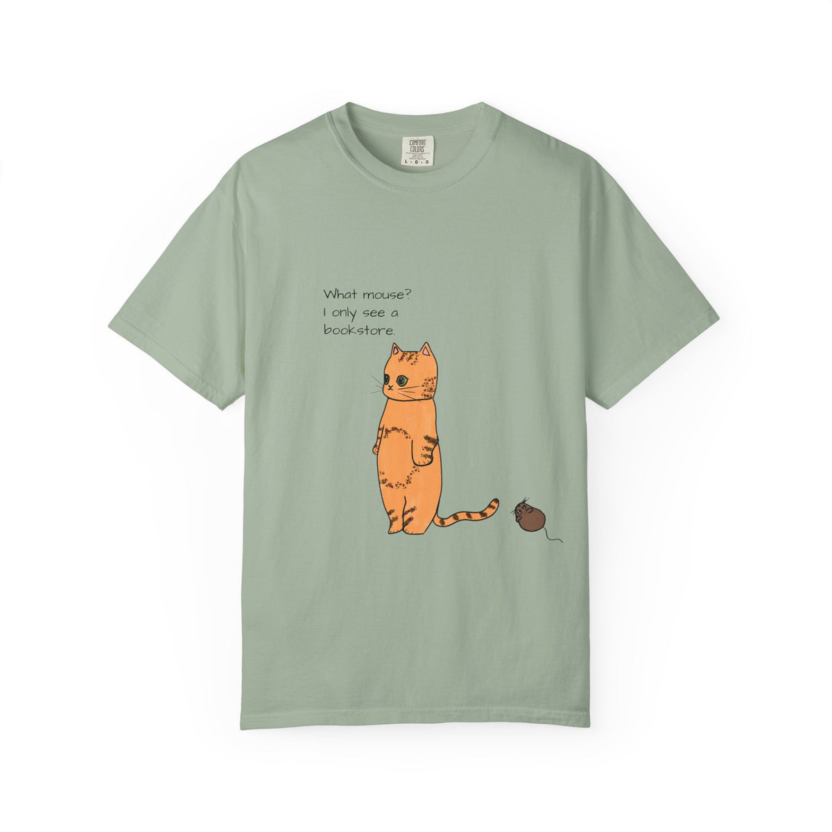 "What mouse? I only see a bookstore" Cute Cat, Book Tee