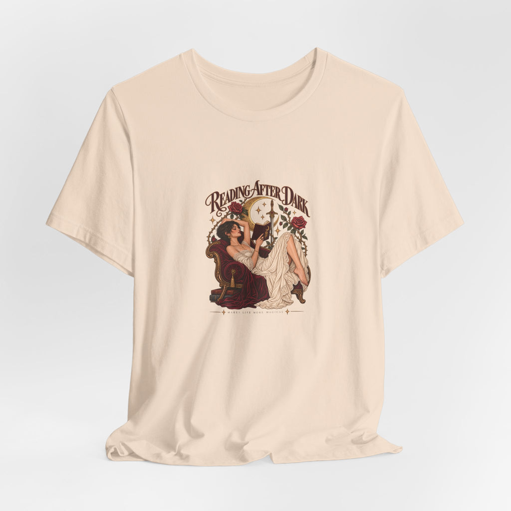 Reading After Dark, Magic T-Shirt — Bookish Art Tee Pixie Hair