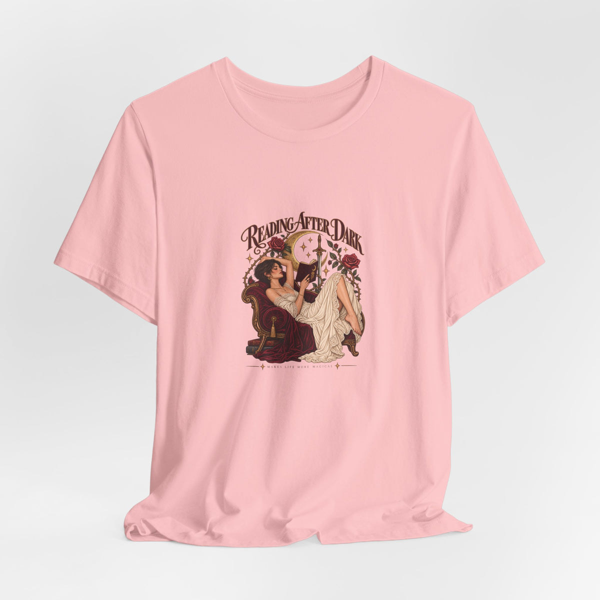 Reading After Dark, Magic T-Shirt — Bookish Art Tee Pixie Hair