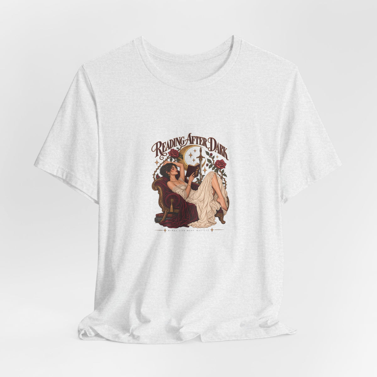 Reading After Dark, Magic T-Shirt — Bookish Art Tee Pixie Hair