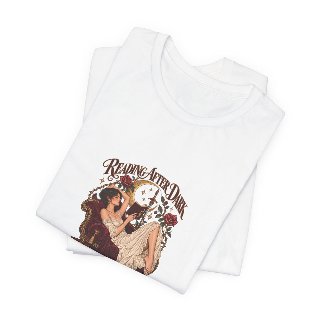 Reading After Dark, Magic T-Shirt — Bookish Art Tee Pixie Hair