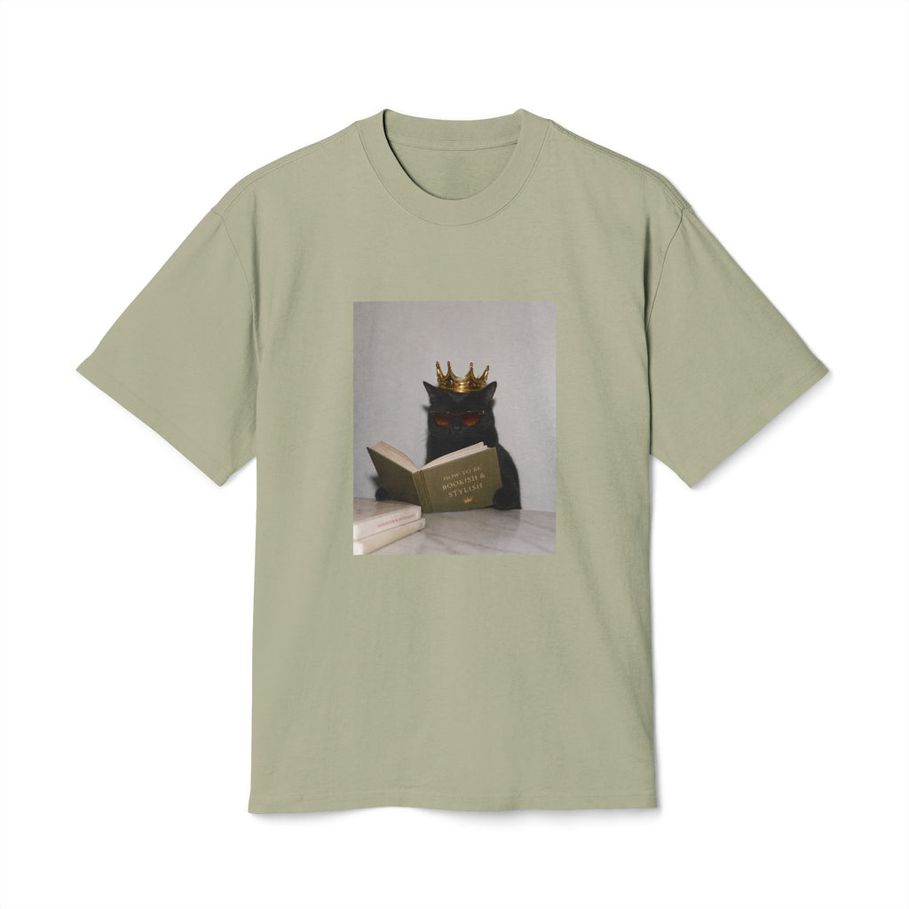 Crowned Cat Reading Tee | Book Lover Cat Meme