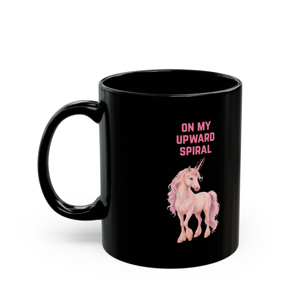 On My Upward Spiral Unicorn Mug | Black Ceramic Coffee Cup