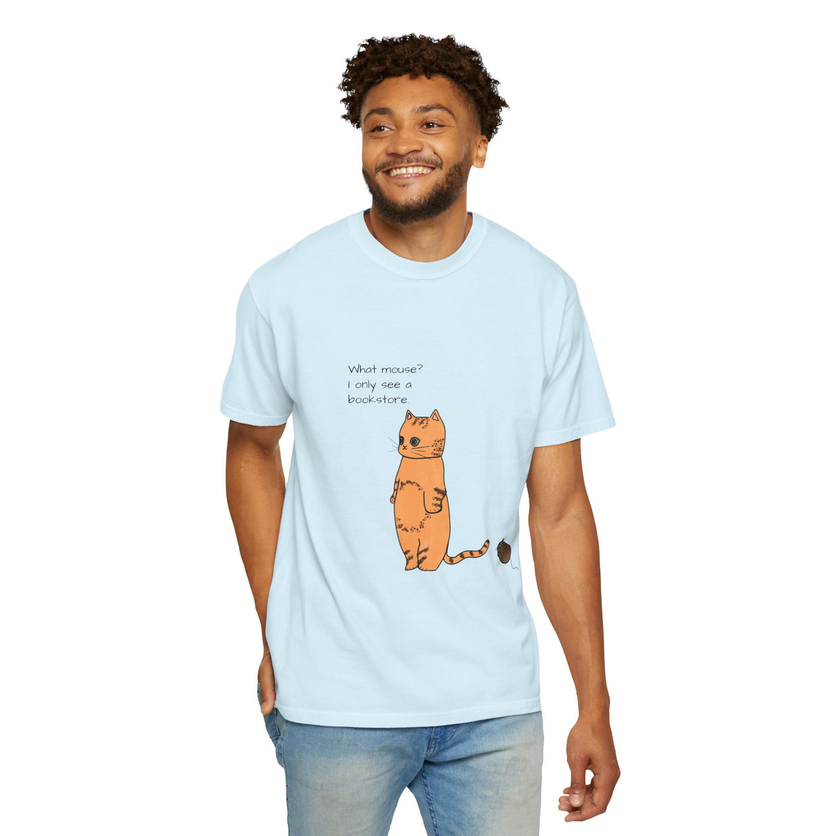 "What mouse? I only see a bookstore" Cute Cat, Book Tee